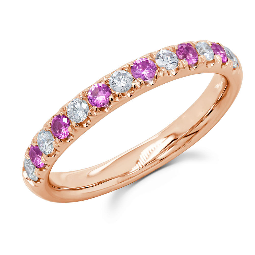 14K Gold Diamond Pink Sapphire Ring