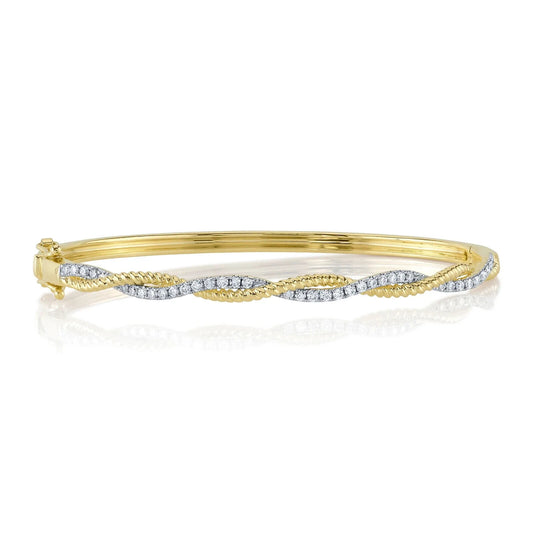 14K Gold Diamond Bangle