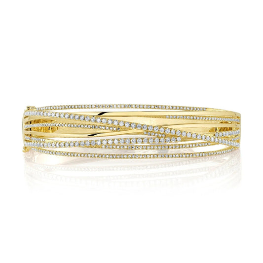 14K Gold Diamond Bridge Bangle