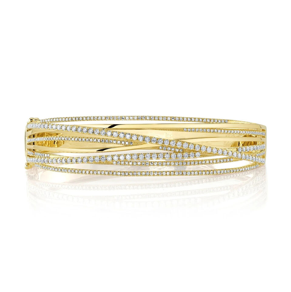 14K Gold Diamond Bangle