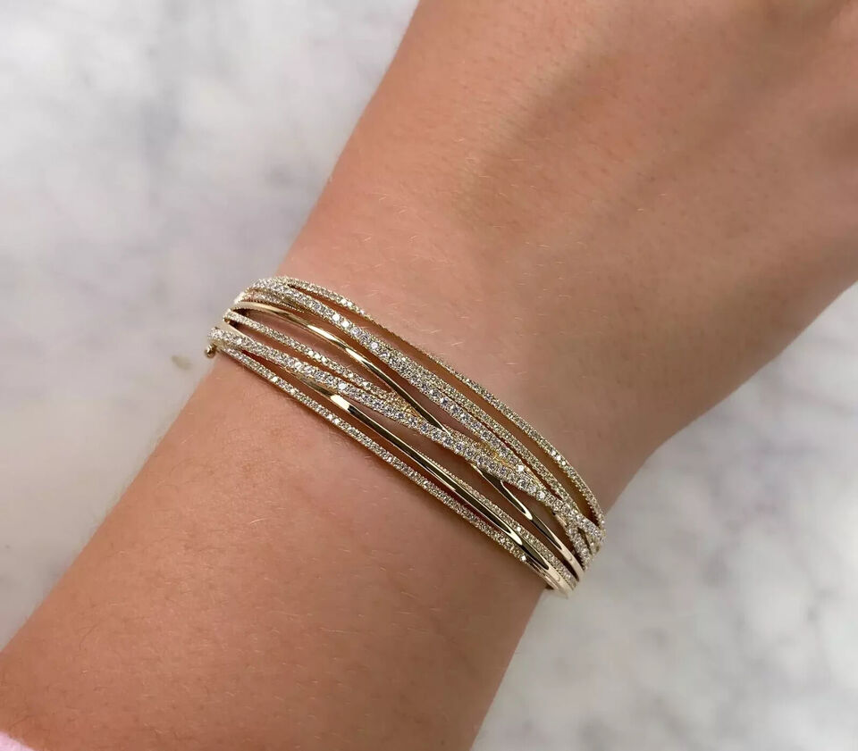 14K Gold Diamond Bangle