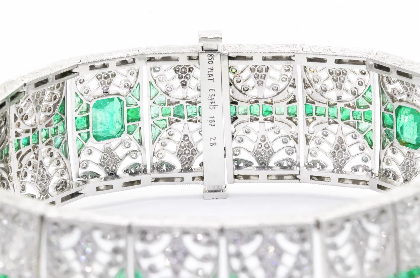 Art Deco Emerald And Diamond Bracelet Natural 8.14 TCW