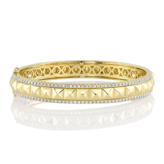 14K Gold Diamond Spike Bangle Bracelet