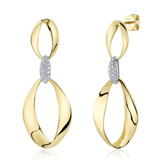 14K Gold Diamond Mobius Earrings