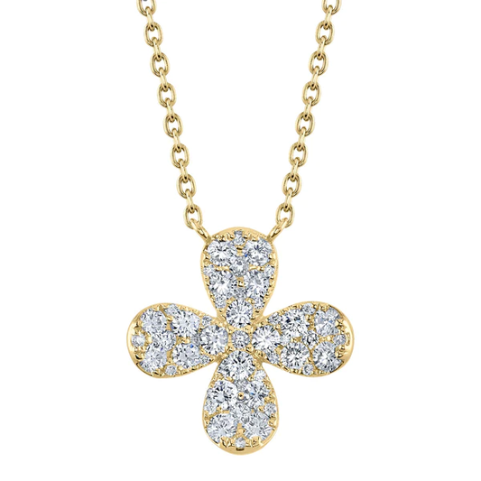 14K Gold Diamond Flower Necklace