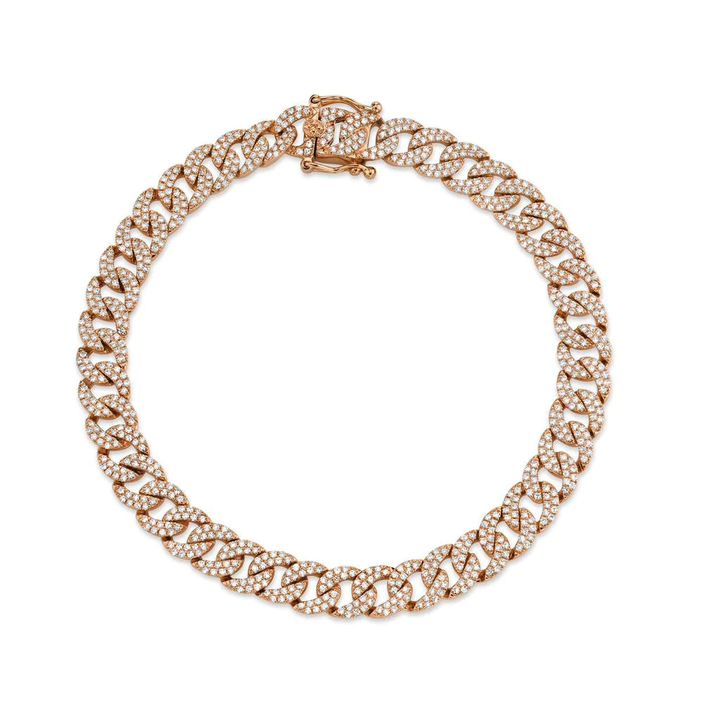 14K Gold 1.68 CT Diamond Link Cuban S Bracelet Chain Pave Round Natural