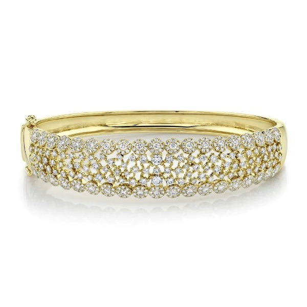 14K Gold 2.86 CT Diamond Bangle Bracelet Wide Open Lace Weave Certified Natural