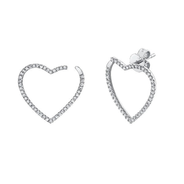 14K Gold 0.28CT Diamond Heart Stud Earrings Pushback Round Cut Natural