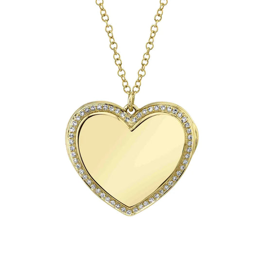 14K Gold Diamond Valentine's Day Heart Locket Pendant Necklace