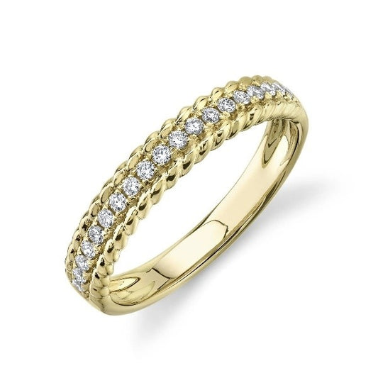 14K Gold 0.19 CT Beaded Diamond Band Ring Wedding Anniversary Round Cut Natural