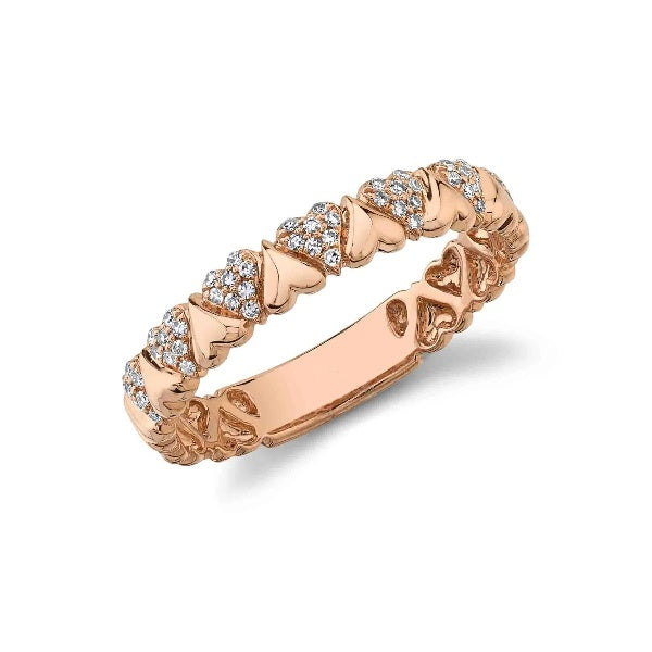 14K Gold 0.12 CT Heart Shape Diamond Ring Stackable Round Cut Natural
