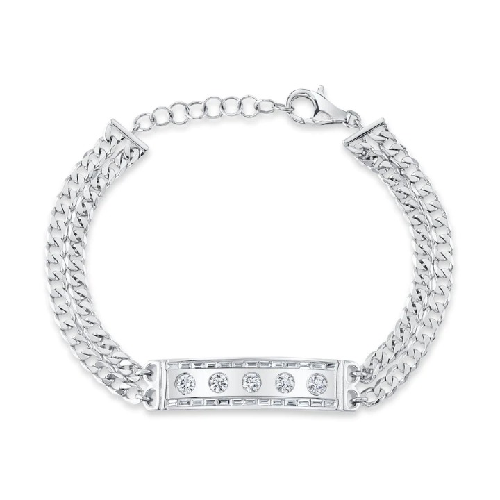 14K Gold 0.86 CT Diamond ID Bar Bracelet