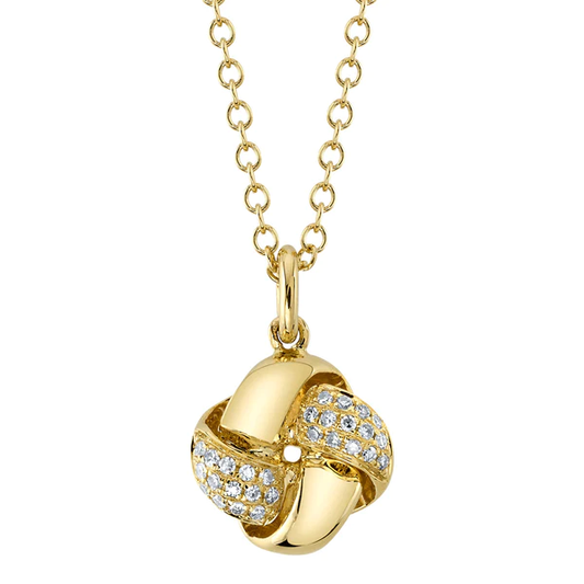 14K Gold Love Knot Diamond Necklace