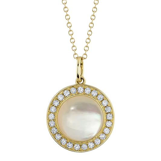 14K Gold Pearl Diamond Necklace