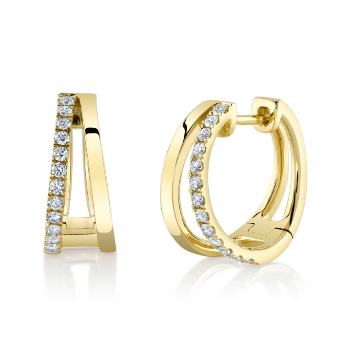 14K Gold Diamond Split Hoop Earrings