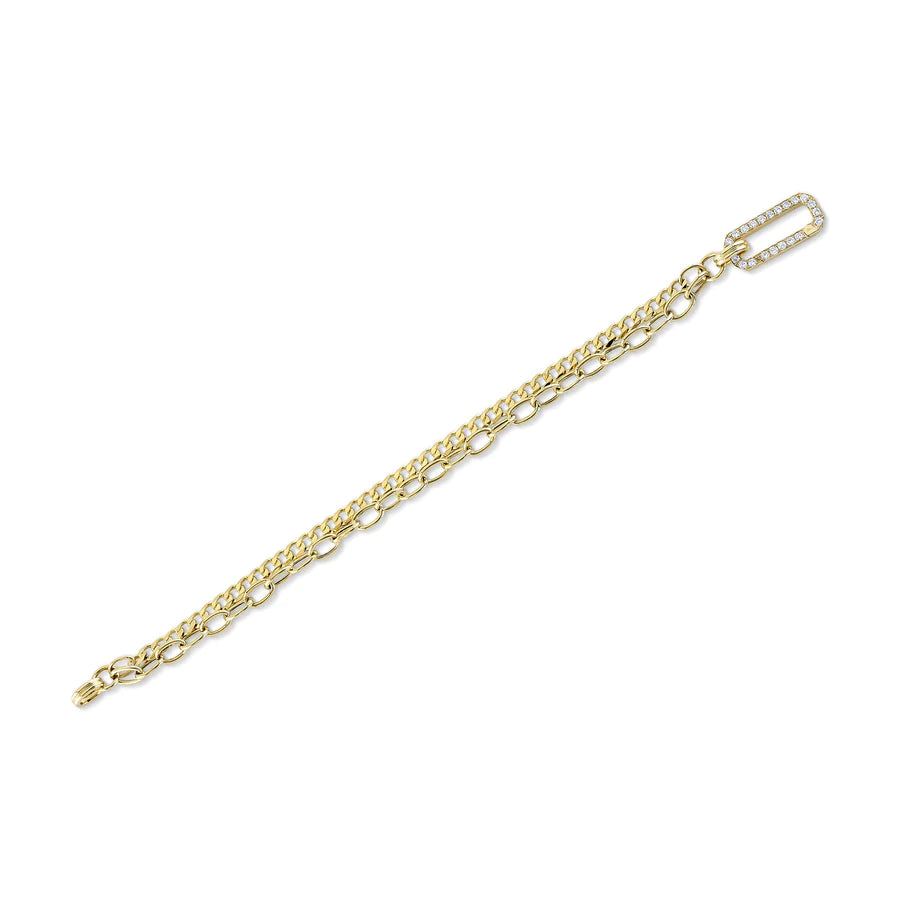 14K Gold Diamond Link Charm Bracelet