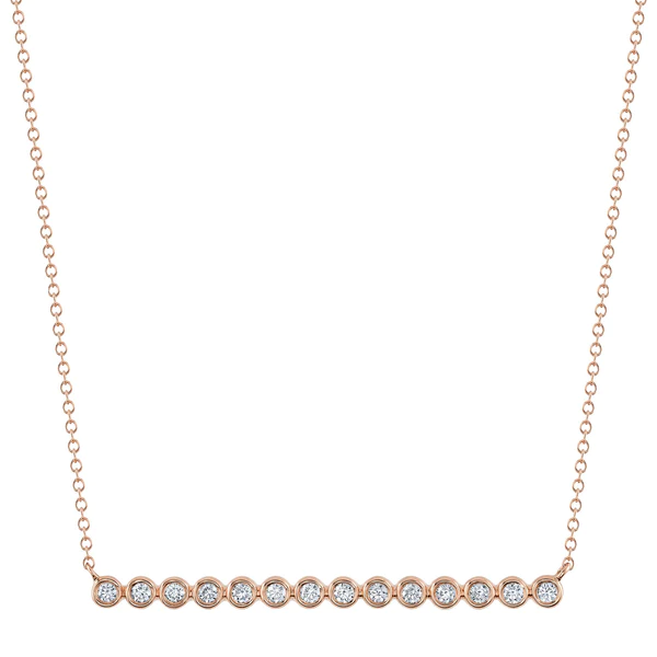 14K Gold Diamond Bezel Bar Necklace
