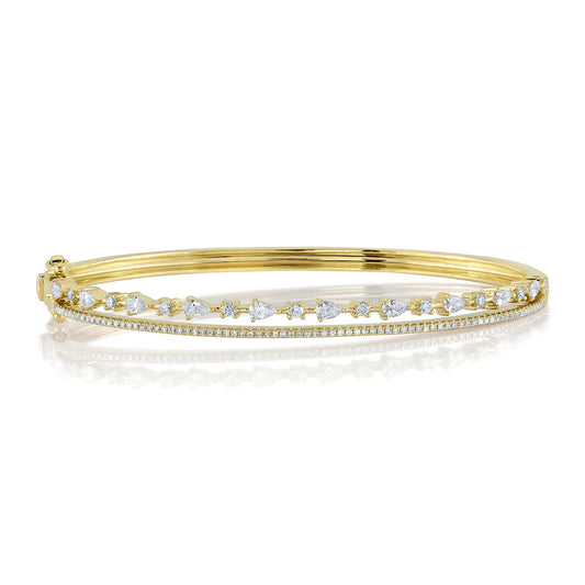 14K Gold Diamond Pear Bangle Bracelet