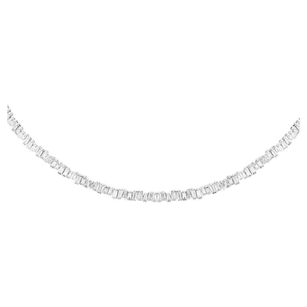 3.95 TCW White Gold Baguette Cut Diamond Choker Collar Necklace