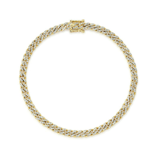 14K Gold 0.84 CT Diamond Cuban Link Chain S Bracelet Round Natural