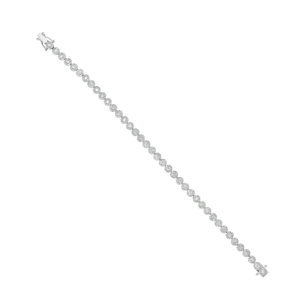 14K Gold 3.02 CT Diamond Tennis Bracelet Halo Round Cut Certified Natural