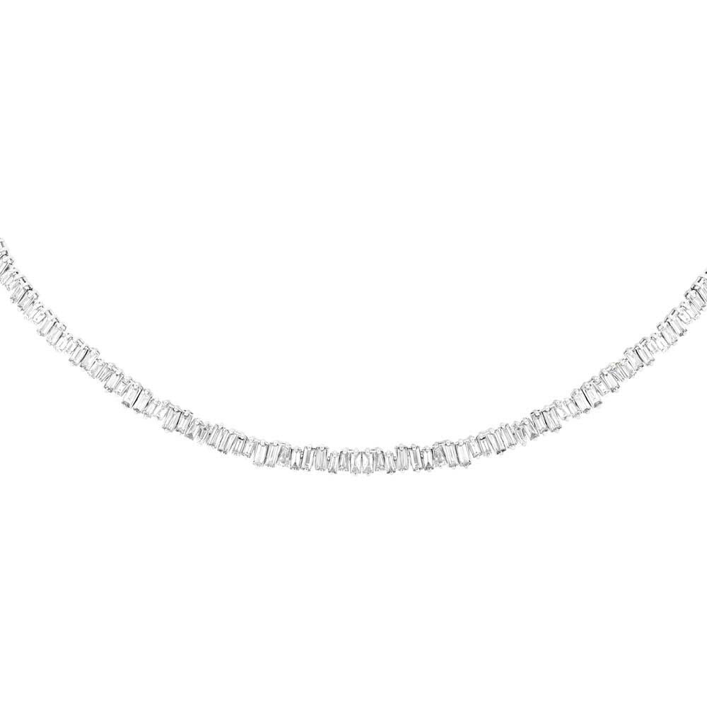 14K Gold 3.95 CT Baguette Cut Diamond Choker Necklace Certified Natural