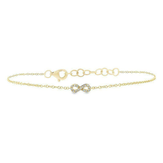 14K Gold 0.04CT Diamond Infinity Bracelet Round Cut Natural Adjustable