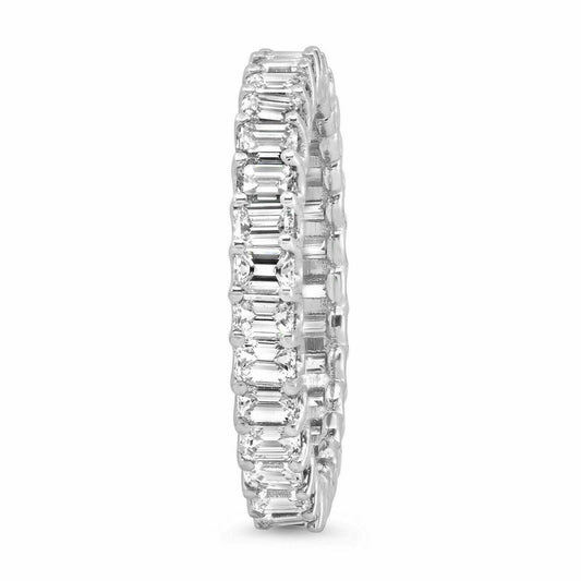 18K White Gold 2.15 CT Emerald Cut Diamond Eternity Ring Certified Natural Engagement