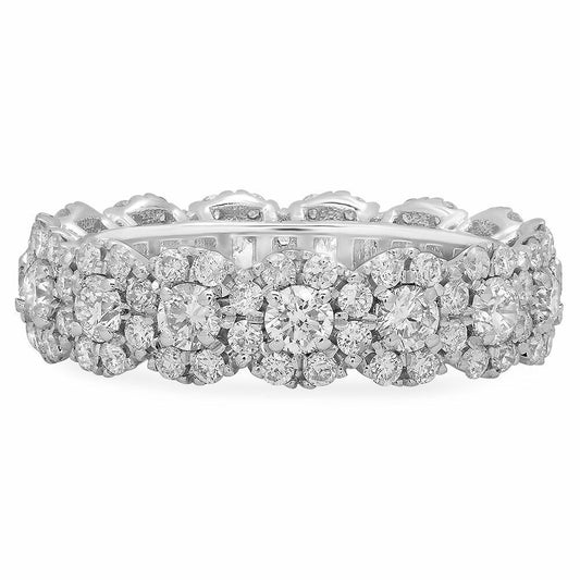 18K White Gold 2.47 CT Round Diamond Halo Eternity Ring Anniversary Band Engagement