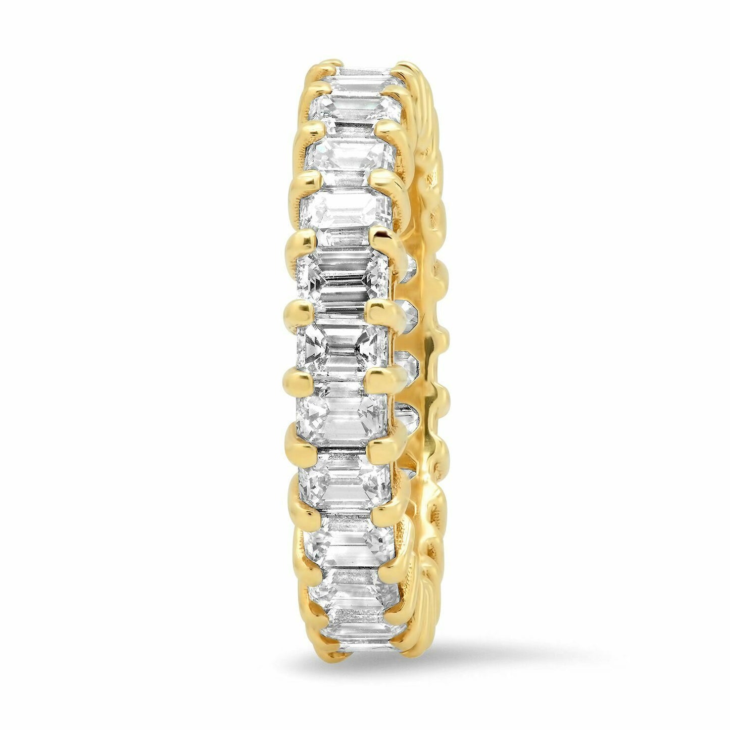 18K Gold 3.70 CT Emerald Diamond Eternity Ring Engagement Anniversary Wedding