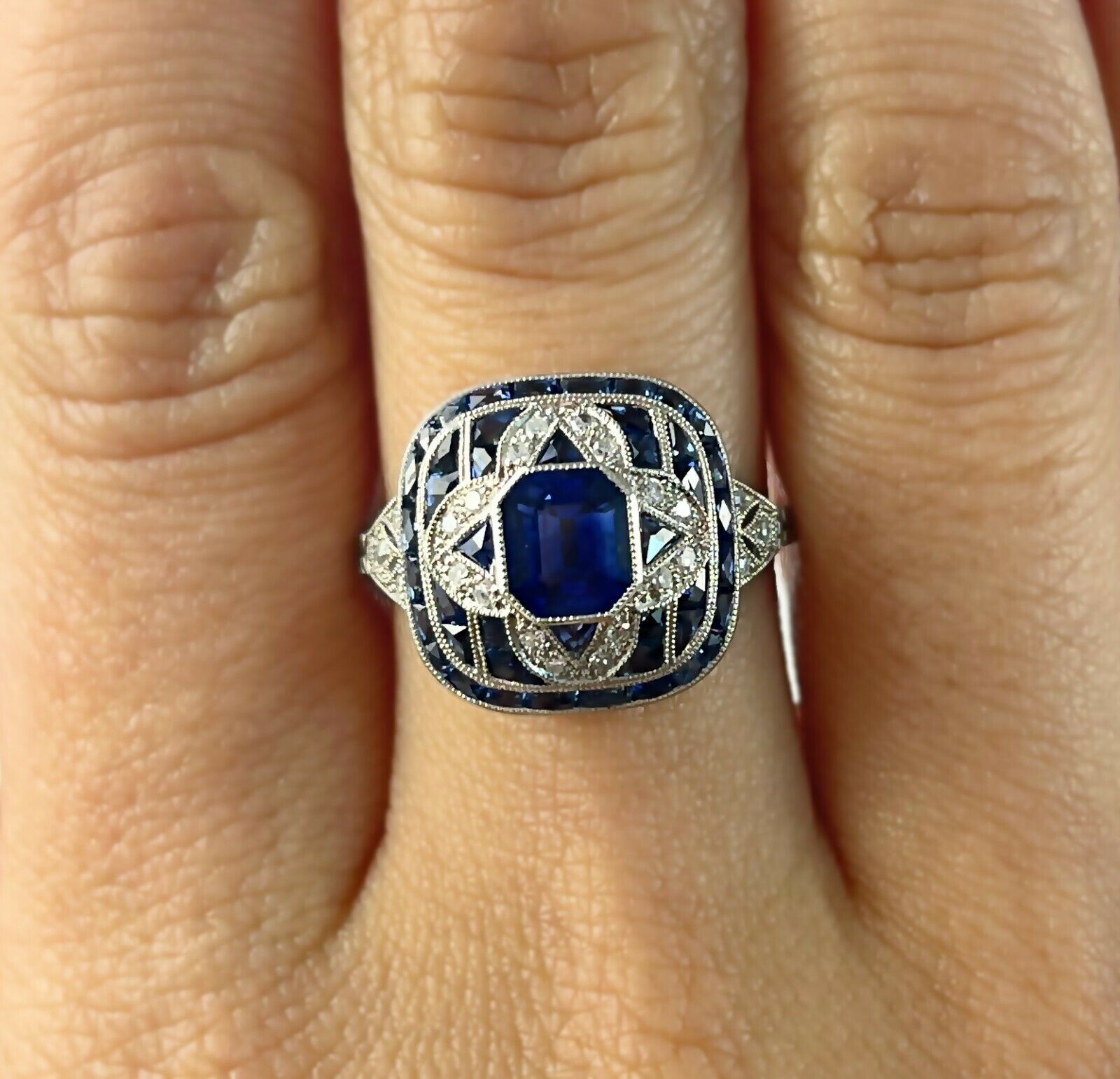 Deco sapphire online ring