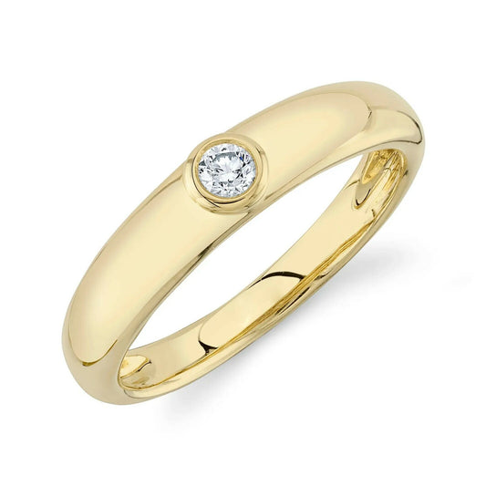 14K Gold 0.10 CT Bezel Set 1 Diamond Ring Band Round Cut Natural Fashion