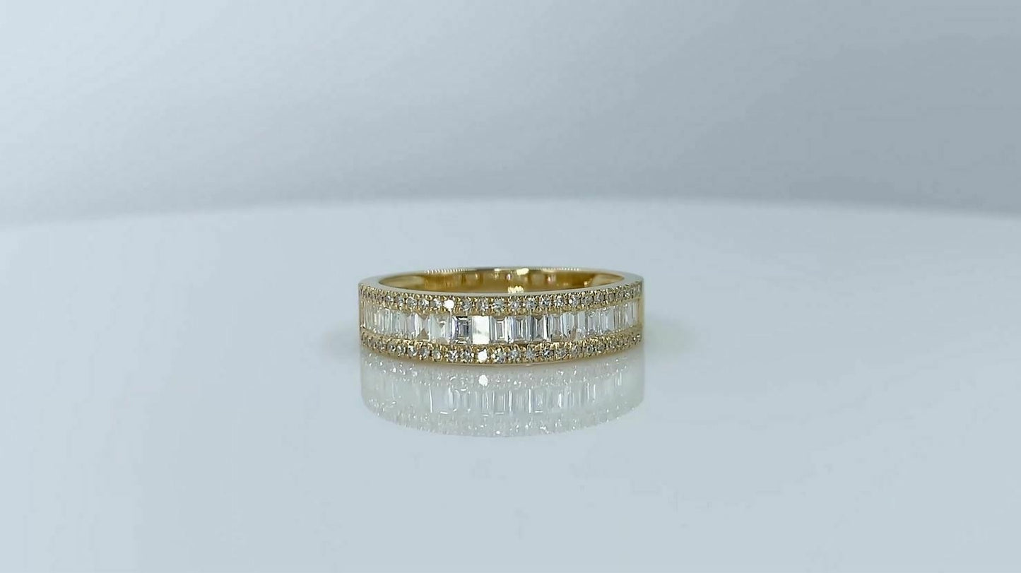 14K Gold 0.63CT Baguette Cut Diamond Channel Set Band Wedding Ring