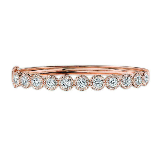 14K Gold 4.97 CT Diamond Bangle Bracelet Lock  Round Cut Tennis Women