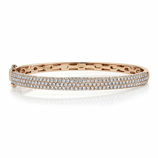 14K Gold 2.97CT Diamond Bangle Bracelet Pave Set Round Cut Natural