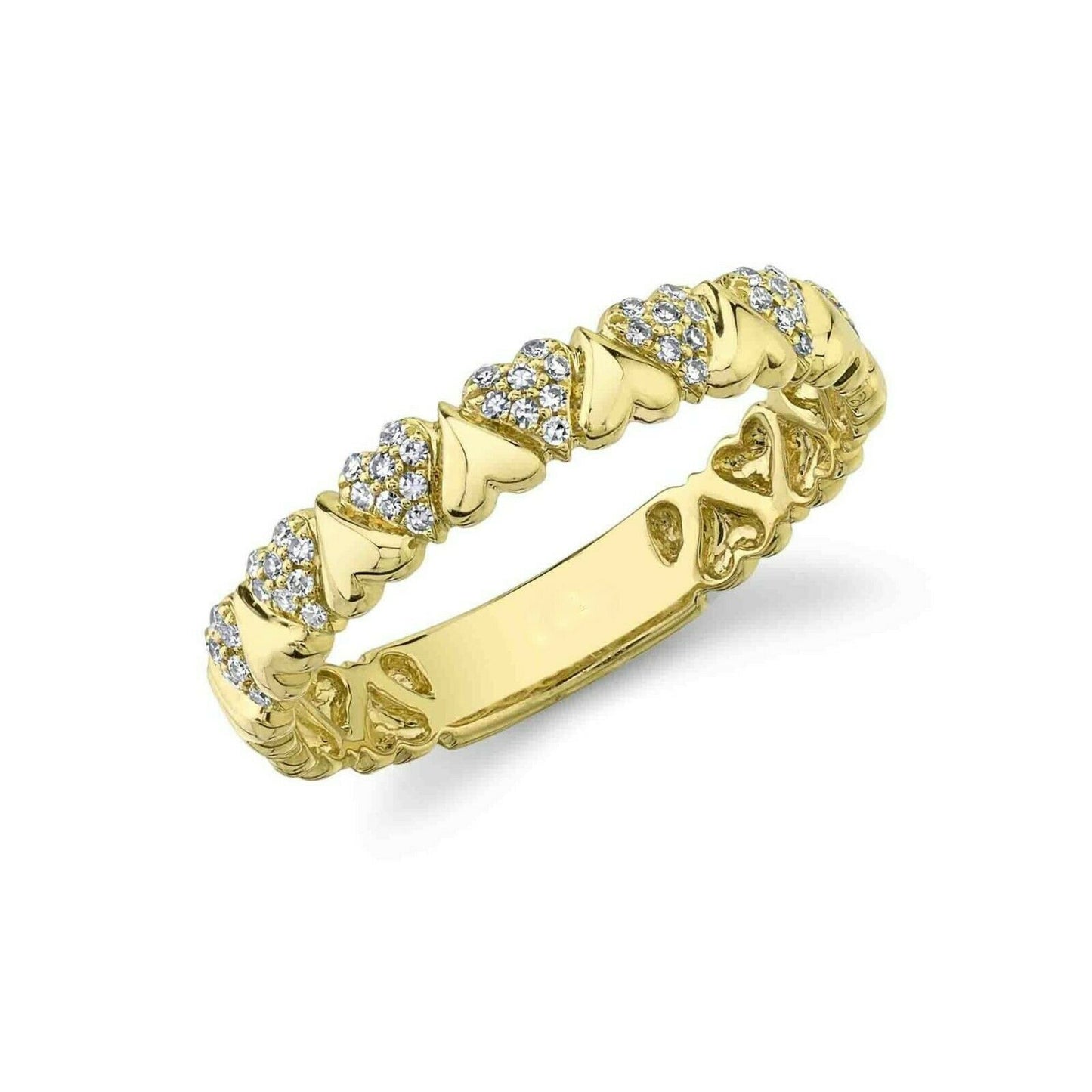 14K Gold 0.12 CT Heart Shape Diamond Ring Stackable Round Cut Natural