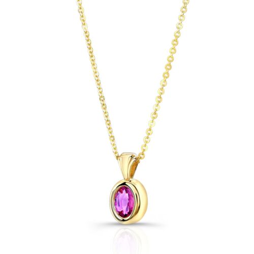 14K Gold 1.00 CT Pink Sapphire Solitaire Necklace