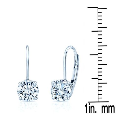 14K Gold 1.60 CT Diamond Lever Back Drop Earrings