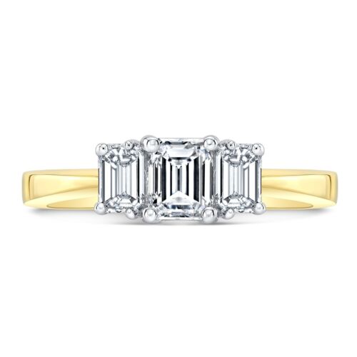 14K Gold 1.00 CT Three-Stone Emerald-Cut Engagement Ring