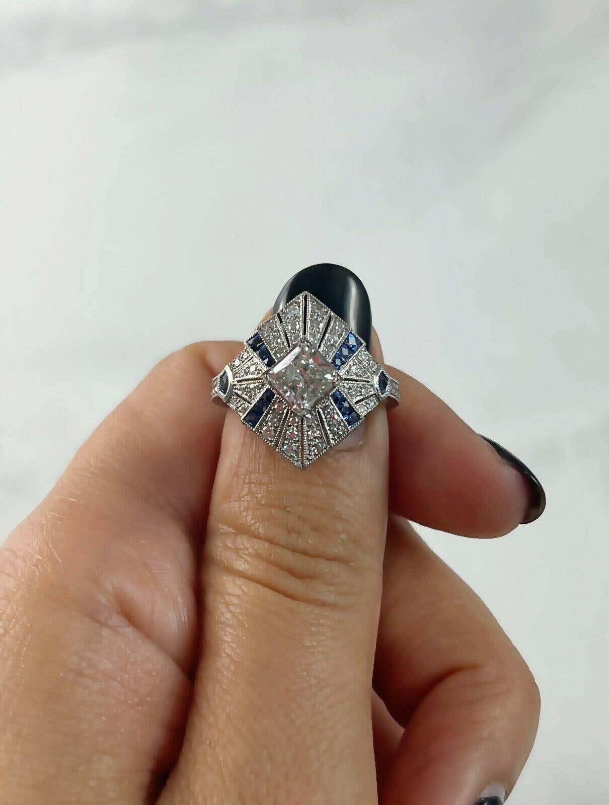 Art deco princess cut deals engagement rings